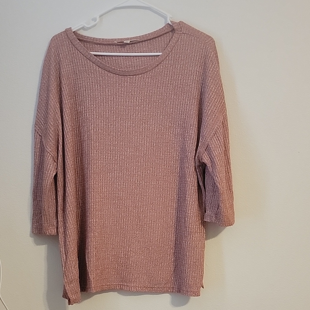 Pink Ribbed Knit Top